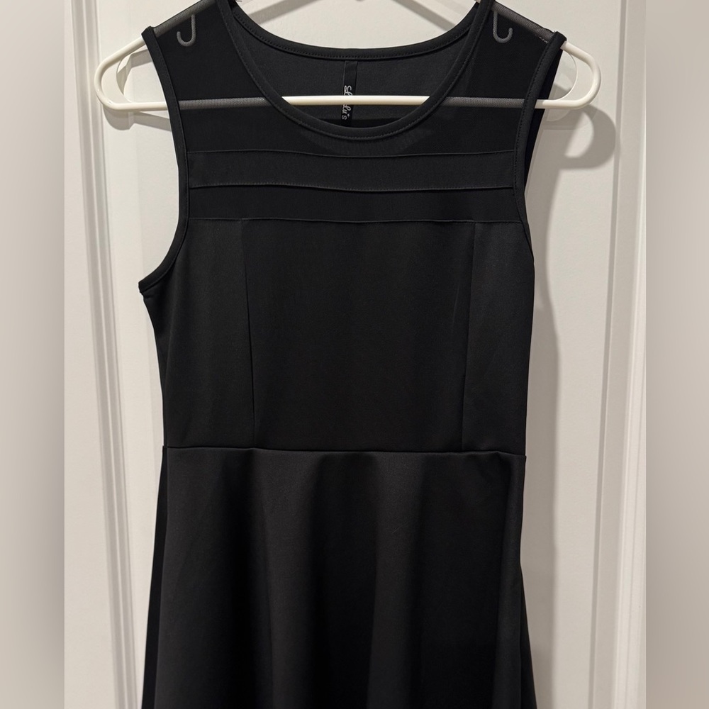Lulus Black Mesh Trim Fit & Flare Sleeveless Cocktail Dress XS - Picture 6 of 9